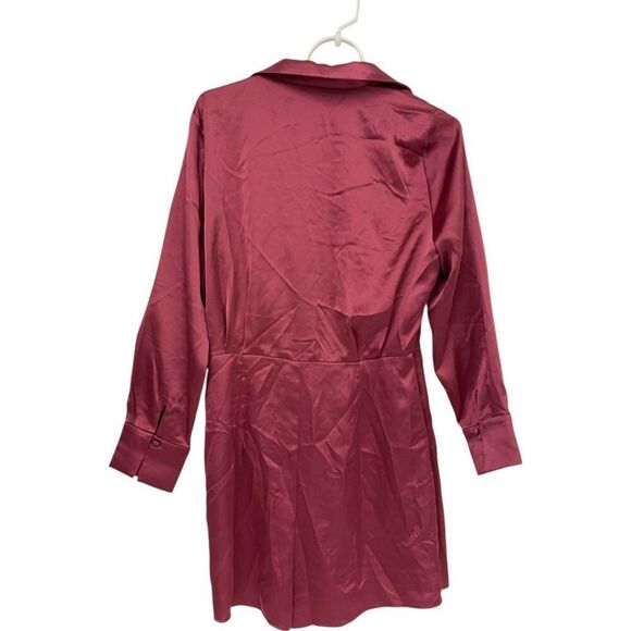 Zara Womens Mini Romper Dress L Pink Long sleeve satin effect 2231/845 NWT - Picture 5 of 16